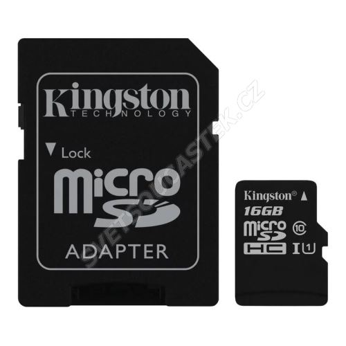 Paměťová karta + adaptér Micro SDHC 16GB Class 10 KINGSTON