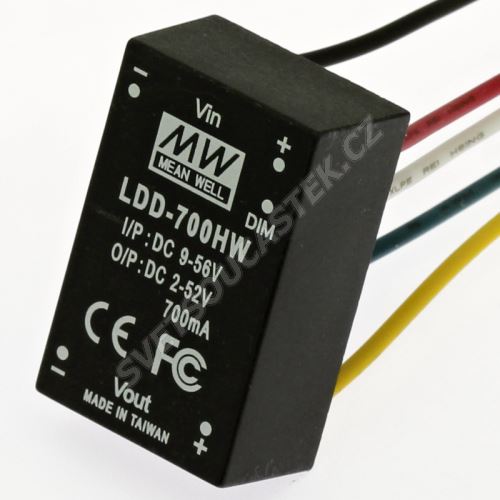 DC/DC LED driver s drátovými vývody (2-52V/700mA) Mean Well LDD-700HW