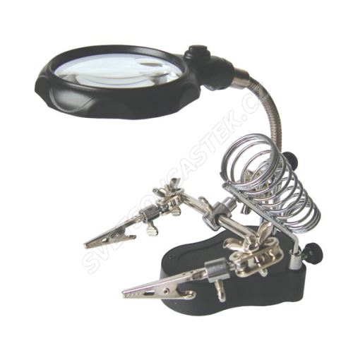 Pomocný držák pro pájení s lupou, LED osvětlenim a stojánkem pro pájecí ručku (třetí ruka) Zhongdi ZD-126-2