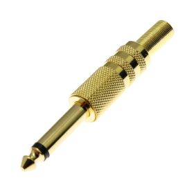 Vidlice Jack kovová 6.3mm na kabel MONO zlatá