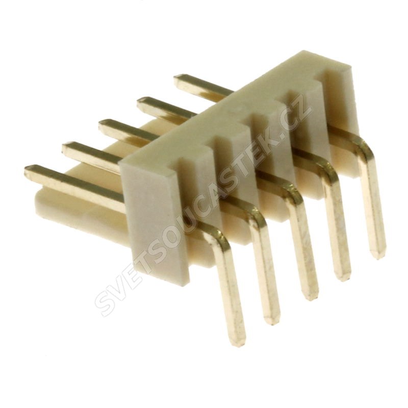 Konektor se zámkem 5 pinů (1x5) do DPS RM2.54mm úhlový 90° pozlacený Xinya 137-05 R G
