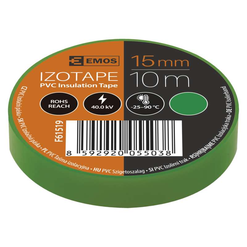 Emos Izolační páska PVC zelená 15mm/10m
