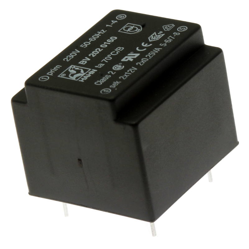 Levně Transformátor miniaturní do dps 0.5va/230v 2x12v hahn bv 202 0160