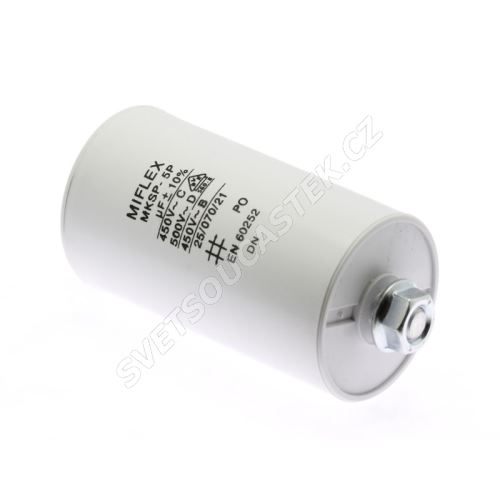 Rozběhový kondenzátor I15KV-B 50uF/450V ±10% Faston 6.3mm Miflex I15KV650K-B