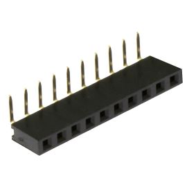 Dutinková lišta jednořadá 10 pinů RM2.54mm pozlacená úhlová 90° Xinya 114-A-S R 10G [D 5.7mm]