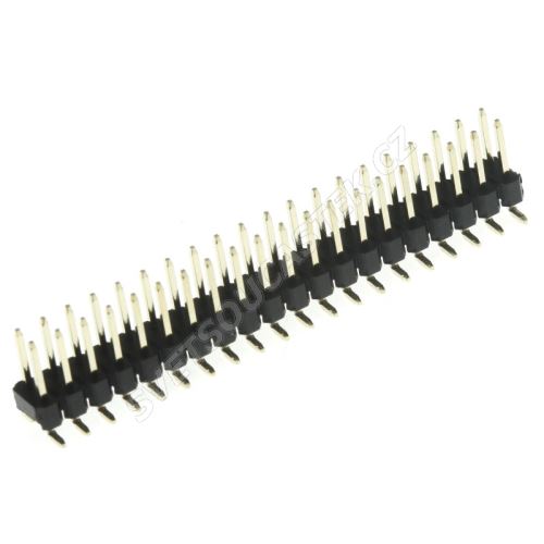 Lámací kolíková lišta SMD dvouřadá 2x20 pinů RM2.54mm pozlacená přímá Xinya 3PXXM-21-20