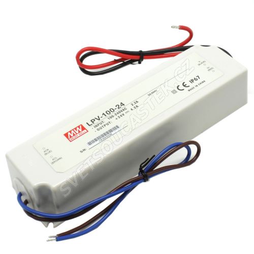 Napájací zdroj pre LED pásky 100W 24V / 4.2A IP67 Mean Well LPV-100-24