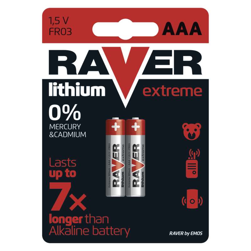 Levně Lithiová baterie raver fr03 (aaa, mikrotužka), 2 ks v blistru