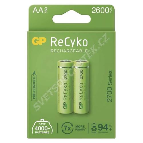 Nabíjecí baterie GP ReCyko+ 2700 HR6 (AA), 2 ks v papírové krabičce