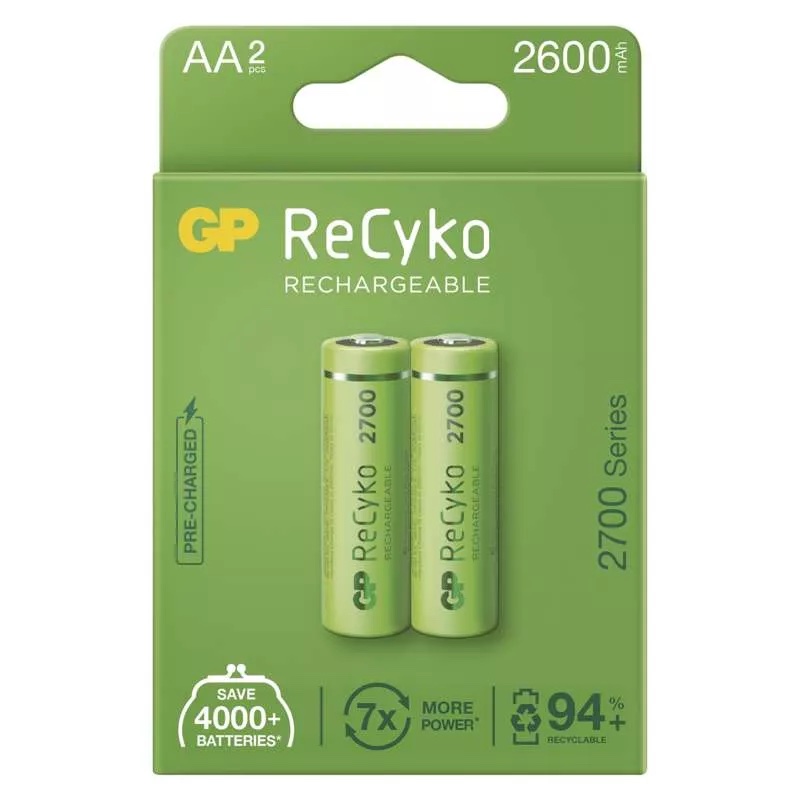 Levně Nabíjecí baterie gp recyko+ 2700 hr6 (aa), 2 ks v papírové krabičce