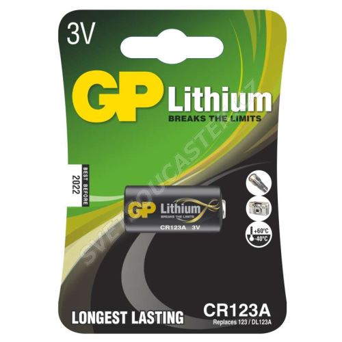 Lítiová batéria GP CR123A, 1 ks v blistri