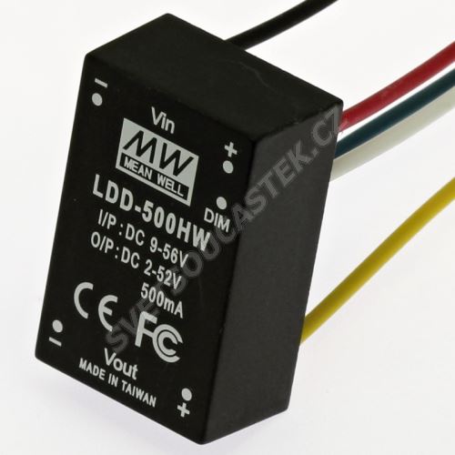 DC/DC LED driver s drátovými vývody (2-52V/500mA) Mean Well LDD-500HW