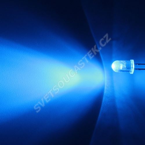LED 5mm modrá 3000mcd/30° čirá Hebei 530PB6C
