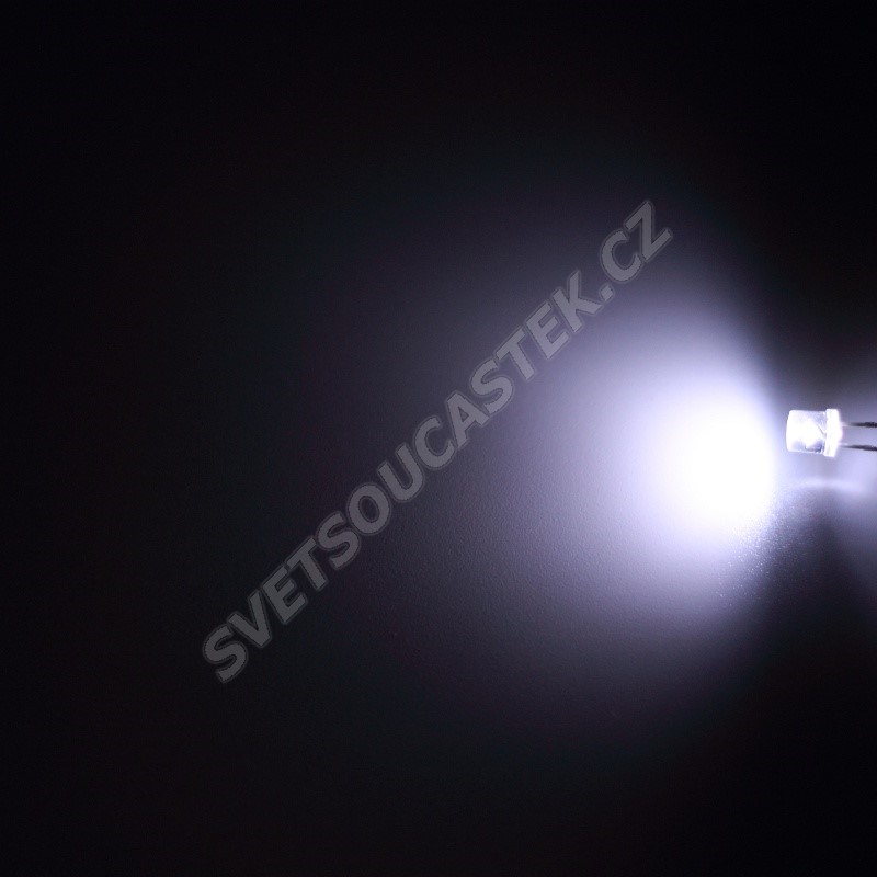 LED 5mm stud. bílá 1000mcd/100° čirá Hebei 599XW7C