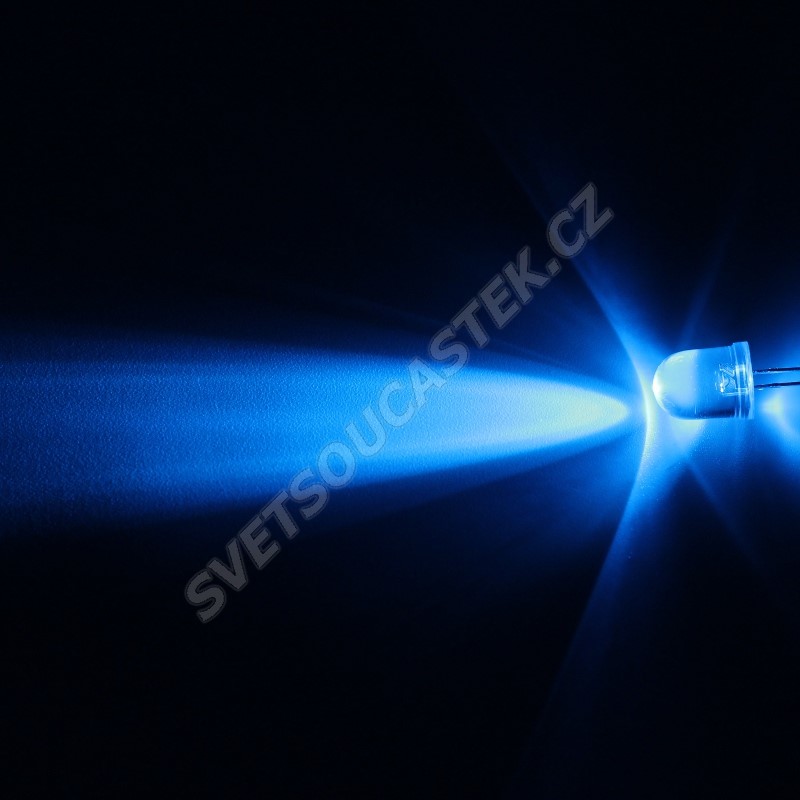 LED 10mm modrá 8200mcd/23° čirá Hebei 1025LB7C