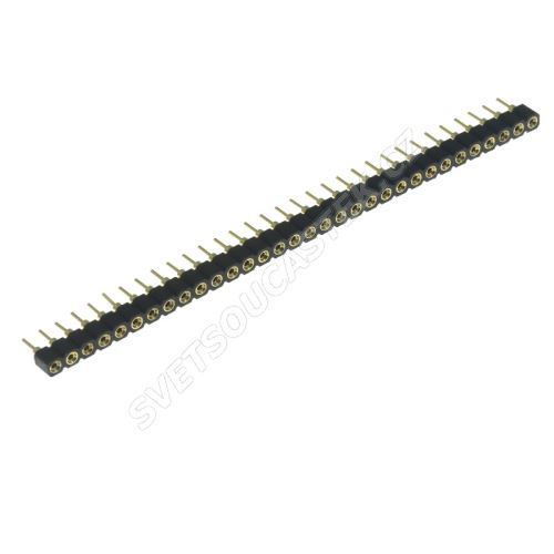 Dutinková lišta jednořadá 32 pinů RM2.54mm pozlacená precizní přímá Xinya 131-S-32-05