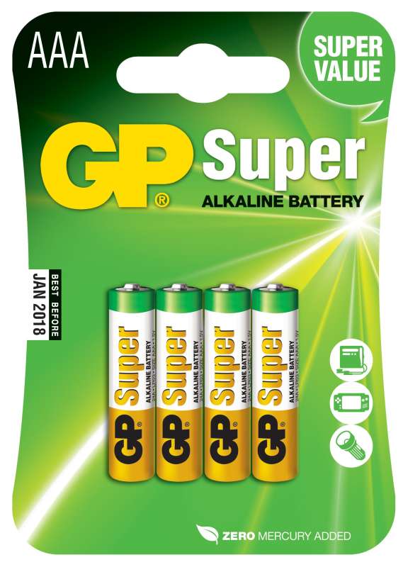 Levně Alkalická baterie gp super lr03 (aaa), 6+2 ks v blistru