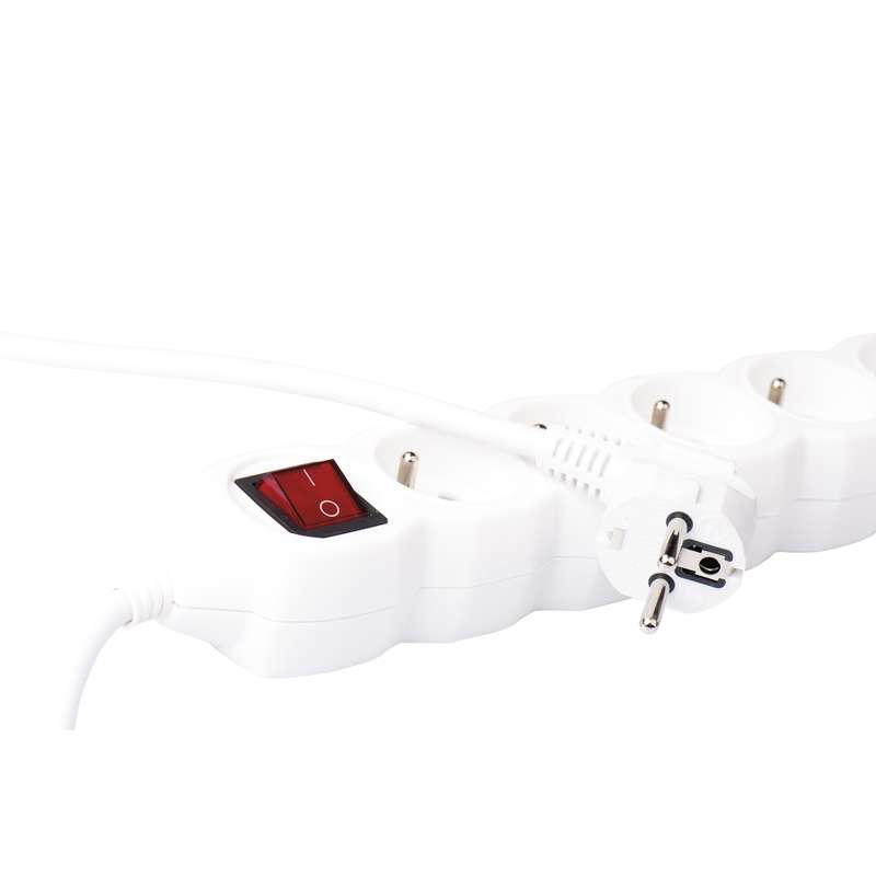 Levně Prodlužovací kabel bílý 3x1,5mm 5 zásuvek s vypínačem 5m