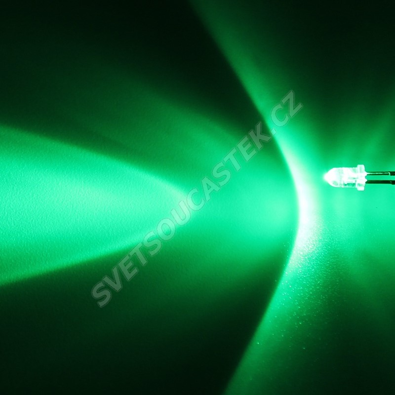 LED 3mm zelená 12000mcd/30° čirá Hebei 330PG2C