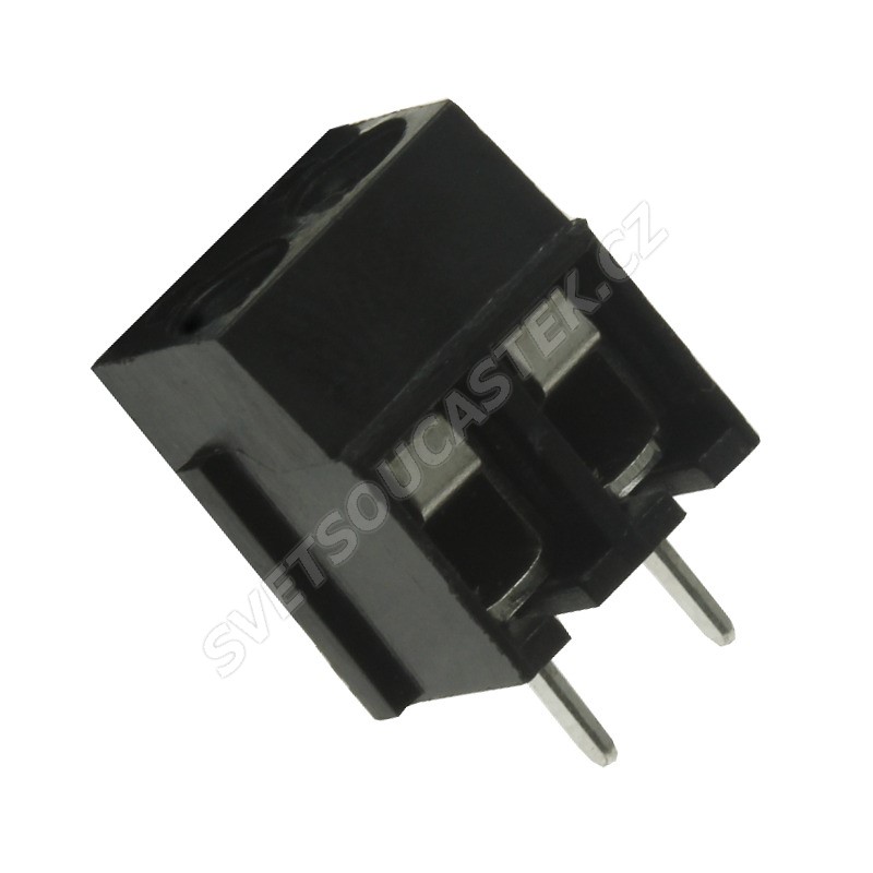 Šroubovací svorkovnice do DPS 2 kontakty 16A/250V RM 5.0mm černá barva Xinya XY305A(5.0) 2P
