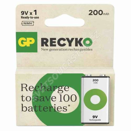 Nabíjacie batérie GP ReCyko+ 200 6HR61 (8,4V), 1 ks v krabičke