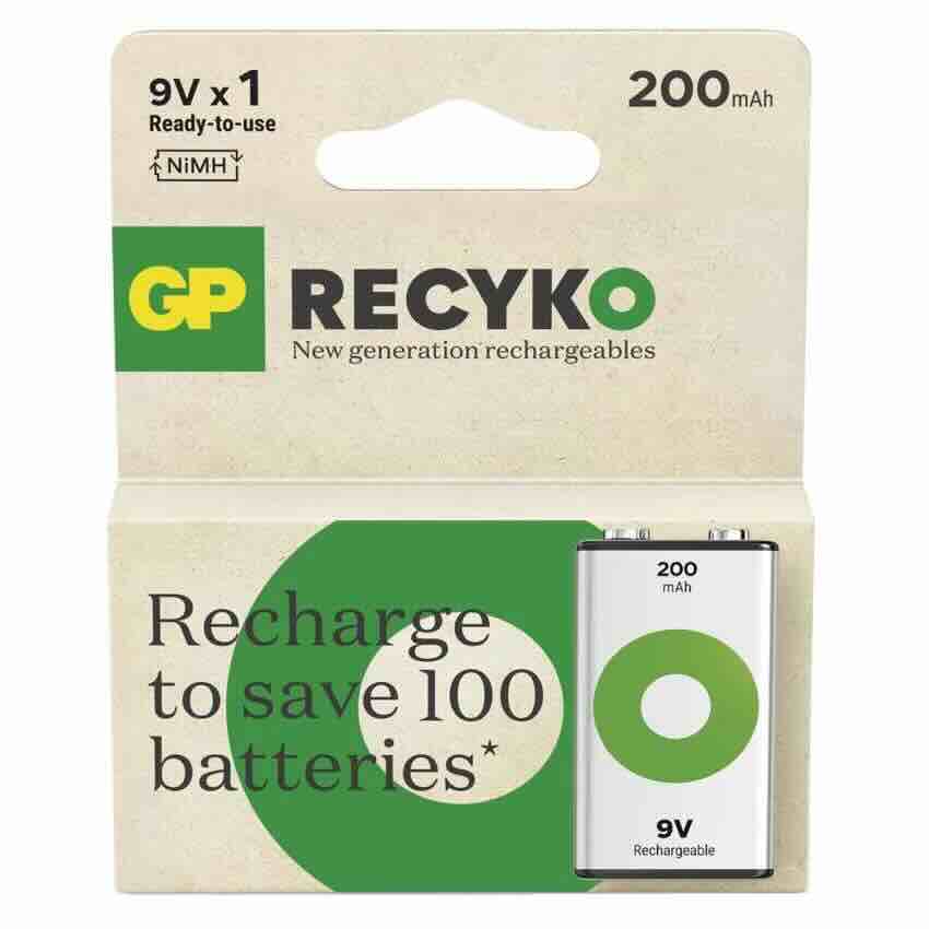 Nabíjecí baterie GP ReCyko+ 200 6HR61 (8,4V), 1 ks v krabičce