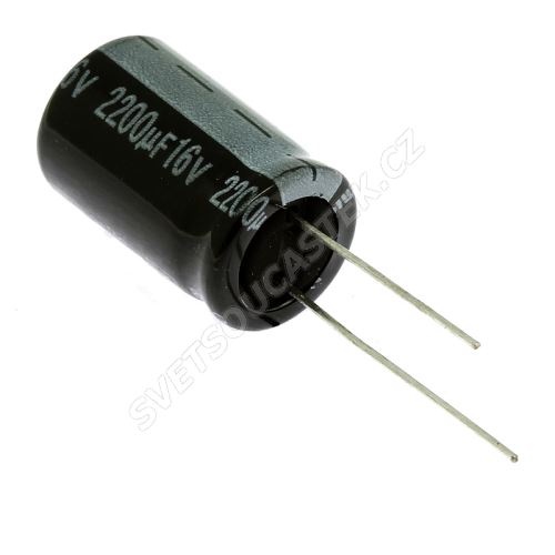 Elektrolytický kondenzátor radiální E 2200uF/16V 12.5x20 RM5 85°C Jamicon SKR222M1CJ21M