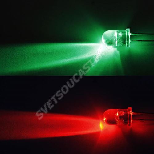 LED 5mm červeno-zelená měnící barvu 5800/12000mcd/30° čirá Optosupply OSRPMS5A31A