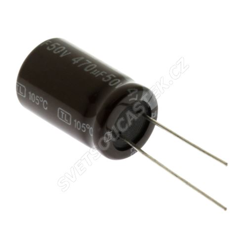 Elektrolytický kondenzátor radiální E 470uF/50V 12.5x20 RM5 105°C low ESR Jamicon TLR471M1HI20R
