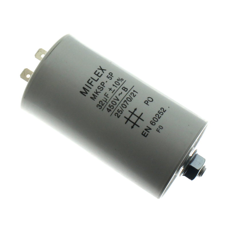 Rozběhový kondenzátor I15KV 32uF/450V ±10% Faston 6.3mm Miflex I15KV632K-B