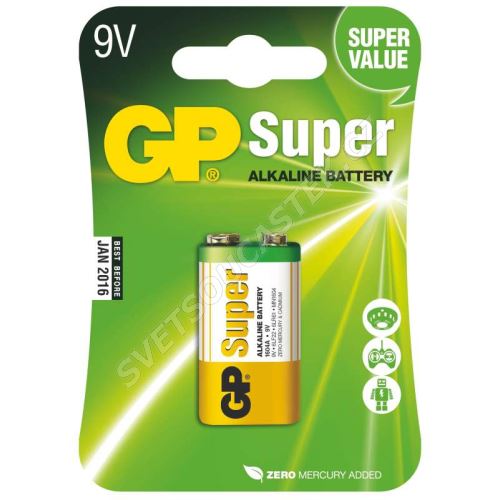 Alkalická batéria GP Super 6LF22 (9V), 1 ks v blistri