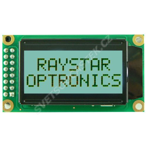 Alfanumerický LCD displej Raystar RC0802A-GHW-ESV