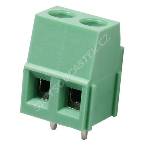 Šroubovací svorkovnice do DPS 2 kontakty 16A/300V RM 5.0mm zelená barva Xinya XY128A(5.0) 2P