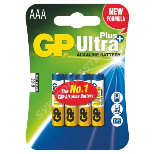Alkalická baterie GP Ultra Plus LR03 (AAA), 4 ks v blistru