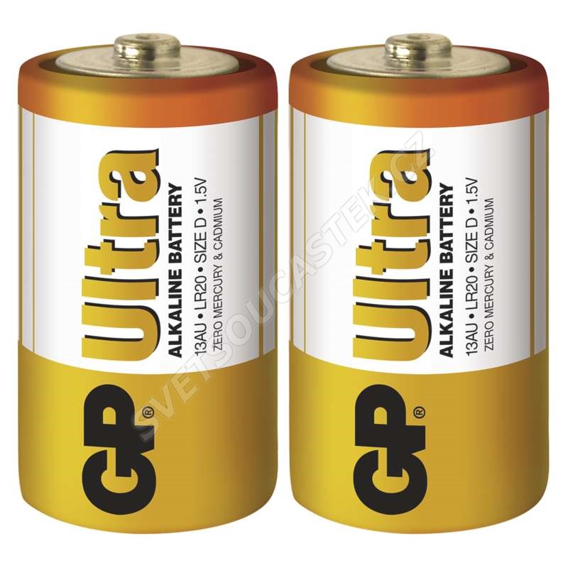 Alkalická batéria GP Ultra LR20 (D), 2 ks v blistri