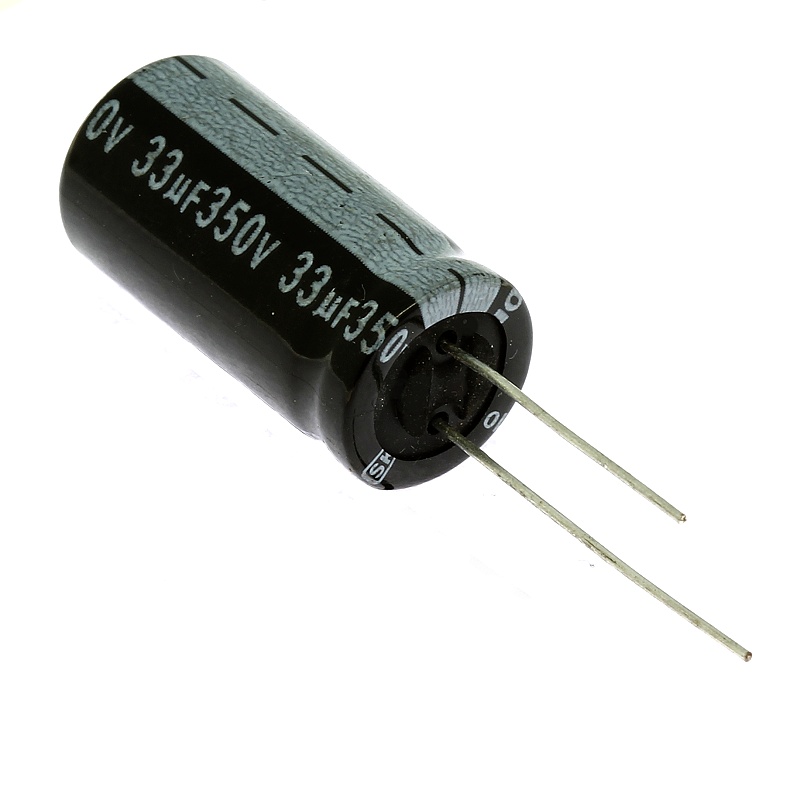 Levně Elektrolytický kondenzátor radiální e 33uf/350v 13x26 rm5 85°c hitano ecr330m2vb