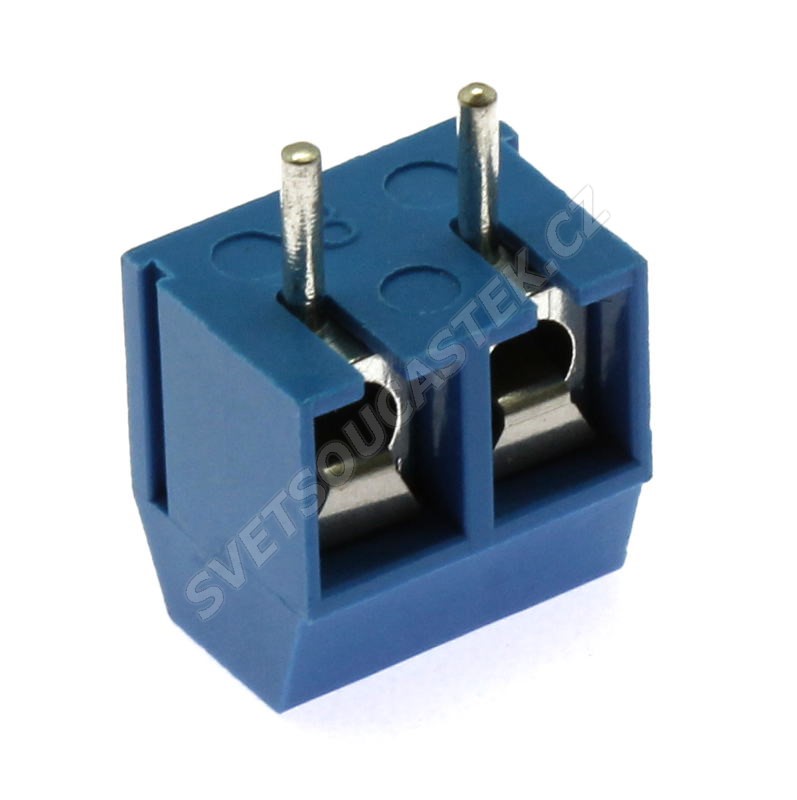Šroubovací svorkovnice do DPS 2 kontakty 16A/300V RM 5.0mm modrá barva Xinya XY301V-A(5.0) 2P