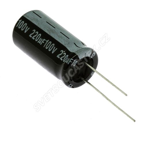 Elektrolytický kondenzátor radiální E 220uF/100V 13x26 RM5 85°C Jamicon SKR221M2AJ26M