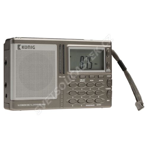 Radio přenosné s budíkem FM/AM/SW šedé König HAV-PR31