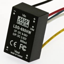 DC/DC LED driver s drátovými vývody (2-52V/600mA) Mean Well LDD-600HW