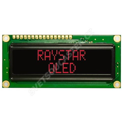 Alfanumerický OLED displej Raystar REC001602ARPP5N00000