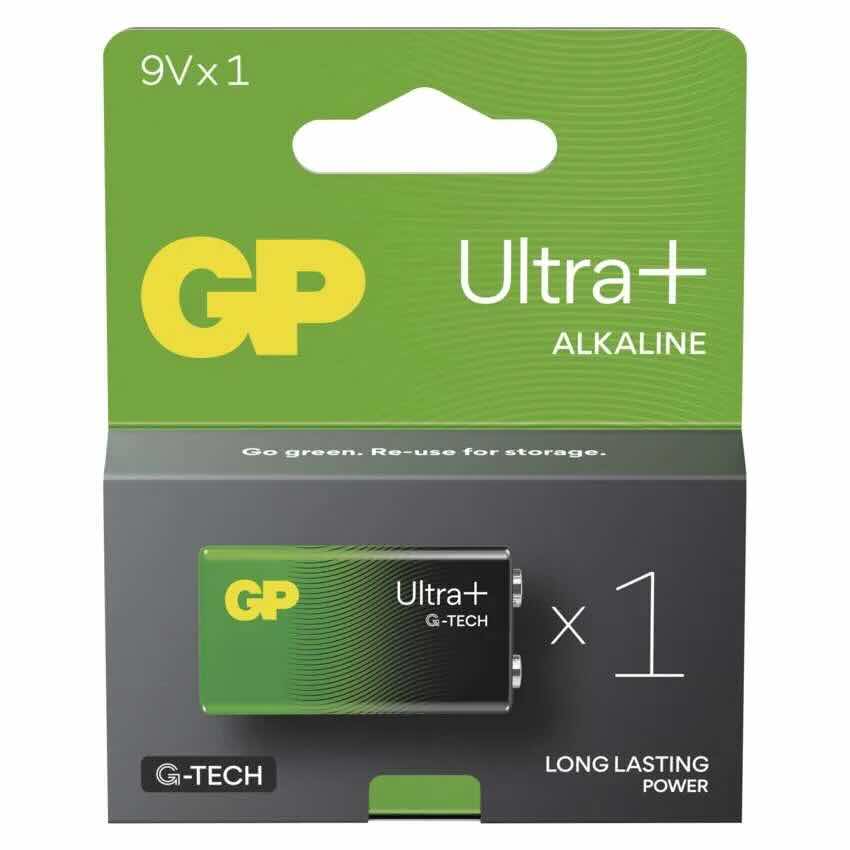 Alkalická baterie GP Ultra Plus 6LF22 (9V), 1 ks v krabičce