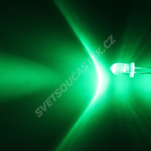 LED 5mm zelená 22000mcd/13° čirá Hebei 510PG2C