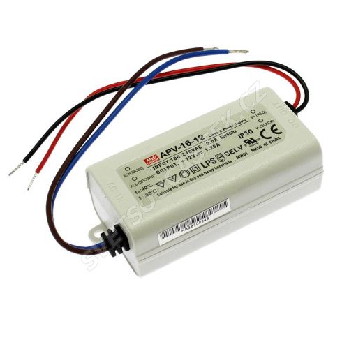 Napájací zdroj pre LED pásky 15W 12V / 1.25A IP30 Mean Well APV-16-12