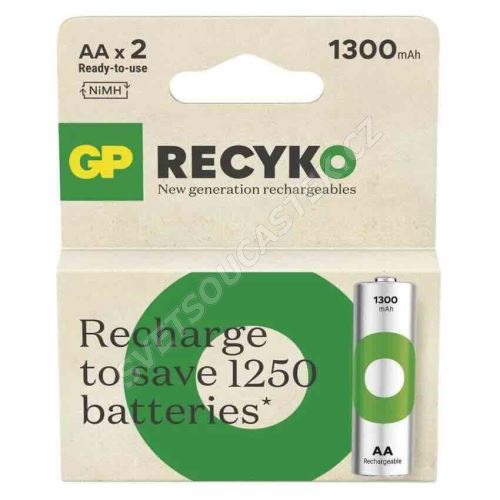 Nabíjecí baterie GP ReCyko+ 1300 HR6 (AA), 2 ks v krabičce