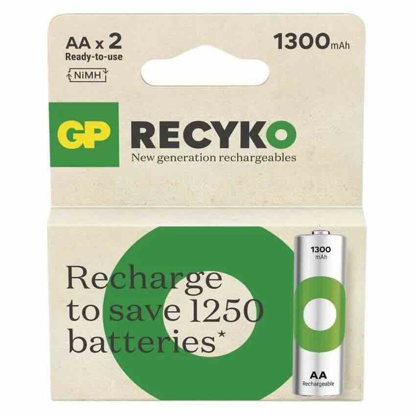 Levně Nabíjecí baterie gp recyko+ 1300 hr6 (aa), 2 ks v krabičce