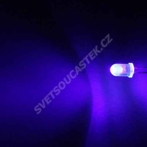 LED 5mm ultrafialová 4000uW/30° čirá Hebei 530MUV9C