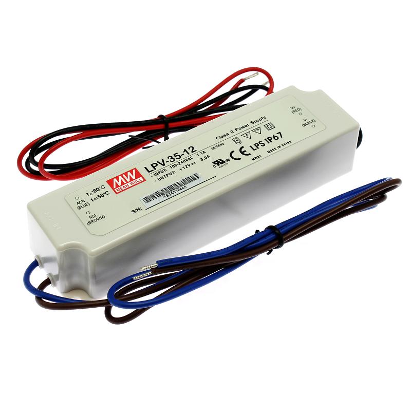 Napájecí zdroj pro LED pásky 35W 12V/3A IP67 Mean Well LPV-35-12