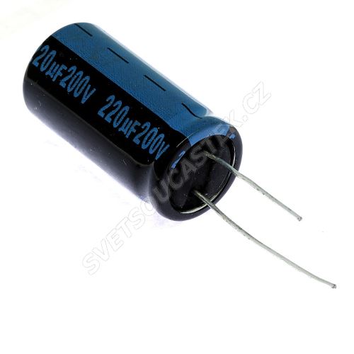 Elektrolytický kondenzátor radiální E 220uF/200V 18x35 RM7.5 105°C Jamicon TKR221M2DL35M
