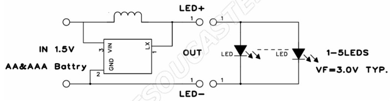 LED driver pro napájení z 1.5V baterie výst. 3V Optosupply OELLP